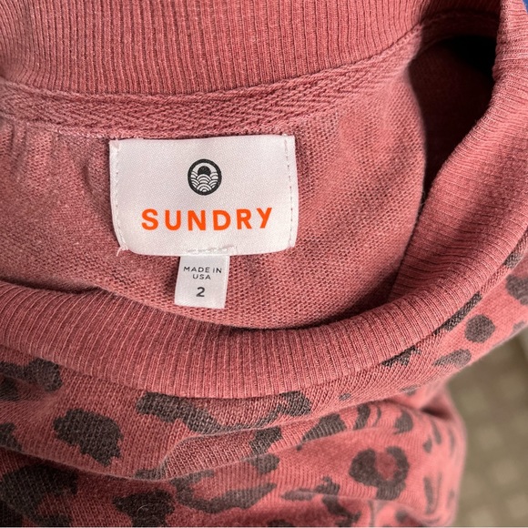 Sundry Pink Leopard Print Sweatshirt - Picture 4 of 6